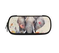 Astuccio grande con stampa di colibrì e mandala bohémien, con 4 scomparti, per ragazzi, ragazze, adolescenti, adulti, grande, resistente, per scuola e ufficio, Elefante Flore, 8.8"x1.7"x4.1", Set di