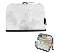Astuccio grande con texture ad acquerello bianco grigio morbido astuccio con cerniera astuccio per matite astuccio carino penna pennarello borsa per ragazze personalizzato ritorno a scuola adulti