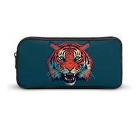 Astuccio grande con tigre rossa, grande capacità, minimalista, leggero e resistente, piccola borsa portaoggetti per forniture per ufficio