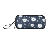 Astuccio grande in nylon a forma di orso bianco per ragazze, grande capacità, astuccio per matite, cancelleria scolastica per infermiere