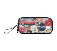 Astuccio grande in nylon stile collage retrò alla moda astuccio per matite ad alta capacità astuccio cancelleria per bambini elementari