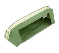 Astuccio grande in pelle trasparente, organizer per cancelleria, con cerniera, ad alta capacità, per la scuola, per forbici, righelli, gomme, appunti, uffici, 23,5 x 8 x 8,5 cm, Verde, Refer