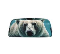 Astuccio grande per matite con orso che nuota astuccio per ufficio piccolo astuccio con cerniera per matite, Argento, Taglia unica, Astuccio per trucchi