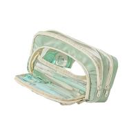 Astuccio grande per matite di grande capacità, organizer portatile per penne, borsa da viaggio per trucchi per studenti, adolescenti, astuccio di grande capacità, Verde