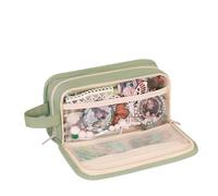 Astuccio grande per matite, grande capacità, estetica, per penne, cosmetici, penne, cancelleria, organizer semplice, per università, ufficio, casa, viaggi, (verde)