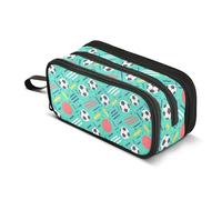 Astuccio grande per matite, grande capacità, portapenne con 3 scomparti, forme geometriche di palloni da calcio, forniture per scuola e ufficio, borsa per il trucco, organizer per studenti, ragazze