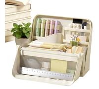 Astuccio grande per matite, organizer portatile con scomparti multipli e grande capacità, portapenne bustina, per pennarelli, trucchi, viaggi, ufficio, disegno gomme regole casa