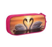 Astuccio grande per penne con cigni che nuotano sul lago, per ragazzi e ragazze, grande astuccio per penne da scrivania, cancelleria, astuccio per scuola, ufficio, borsa per trucchi con cerniera, Blu