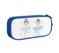 Astuccio grande per penne con motivo ballerina con fiocco di neve, per ragazzi e ragazze, astuccio per cancelleria da scrivania, astuccio per scuola, ufficio, borsa per il trucco con cerniera, rosa
