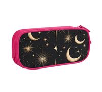 Astuccio grande per penne con motivo luna e sole, per ragazzi e ragazze, con comete spaziali, organizer per cancelleria, per scuola, ufficio, borsa per il trucco con cerniera, Blu, 21x5x10.5cm