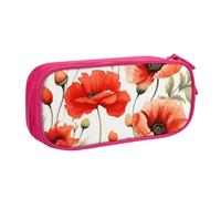 Astuccio grande per penne con papavero acquerello, per ragazzi e ragazze, grande astuccio per penne da scrivania, cancelleria, astuccio per scuola, ufficio, borsa per il trucco con cerniera, Blu