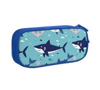 Astuccio grande per penne e penne con motivo nautico con squalo oceano, per ragazzi e ragazze, organizer per cancelleria da scrivania, astuccio per la scuola, ufficio, borsa per il trucco con cerniera