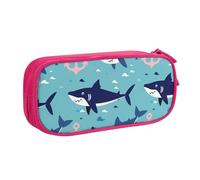 Astuccio grande per penne e penne con motivo nautico con squalo oceano, per ragazzi e ragazze, organizer per cancelleria da scrivania, astuccio per la scuola, ufficio, borsa per il trucco con cerniera