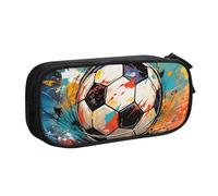 Astuccio grande per penne e penne da calcio ad acquerello, per ragazzi e ragazze, per cancelleria, scuola, ufficio, borsa per il trucco con cerniera, Nero , 21x5x10.5cm, Astuccio per trucchi