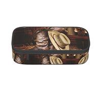 Astuccio grande per ragazze e ragazzi, astuccio estetico con scomparti multipli per adulti, organizer per cancelleria da ufficio, pratico per bambini, adolescenti, donne, uomini, Cowboy Cappello Nero