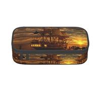 Astuccio grande per ragazze e ragazzi, astuccio estetico con scomparti multipli per adulti, organizer per cancelleria da ufficio, pratico per bambini, adolescenti, donne, uomini, Nave pirata fantasia,