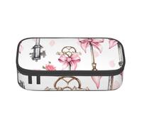 Astuccio grande per ragazze e ragazzi chiave medievale fiocco rosa astuccio per matite estetico per bambini astuccio per cancelleria scolastica astuccio per penne Preppy Stuff, Nero , Taglia unica,