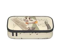 Astuccio grande per ragazze e ragazzi con gatti che cantano cartoni animati astuccio per matite estetico per bambini astuccio per cancelleria scolastica astuccio per penne preppy roba, Nero , Taglia