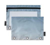 Astuccio grigio arancione sfumato per raccoglitori a 3 anelli, con cerniera, astuccio per matite, penne trasparenti per scuola e ufficio, 24,9 x 18 cm, 2 confezioni