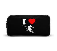 Astuccio I Love Ski Astuccio carino per penne Borsa per cosmetici Pecil Box Organizer per ufficio di viaggio