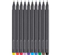 Faber-Castell 151610 Confezione da 10 Pennarelli Colorati, Pennarelli Punta Fine da 0,4 mm con Impugnatura Ergonomica, Marker Penarelli per Colorare e Disegnare, Colori Vibranti