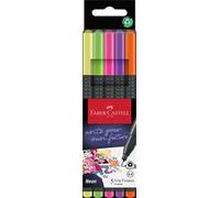 Faber-Castell 151603 - Grip Finepen, fineliner, colori neon, con punta in fibra metallica da 0,4 mm, astuccio da 5 pezzi