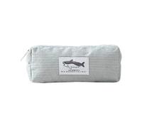 Astuccio in corda, portapenne con ampia apertura, portapenne con ampia apertura, custodia con motivo squalo, organizer per cancelleria, trucco, materiale scolastico per ragazze e ragazze, grigio