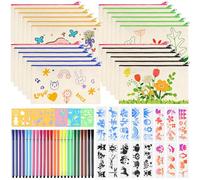 Astuccio in cotone per colorare, 24 pezzi con 24 matite colorate e 3 modelli da colorare, borsa cosmetica fai da te per colorare, borse da colorare, set creativo per feste di compleanno per bambini