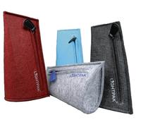 Astuccio in feltro a goccia in tessuto con spille, colore blu, circa 11 x 20 x 2,5 cm, Azzurro