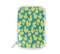 Astuccio in gomma gialla con bolle d'anatra, porta matite con cerniera a forma di animale, astuccio da viaggio, organizer per cosmetici, per scuola, ragazze e ragazzi, Multi, Size：9(L)x5.5(W) inch,