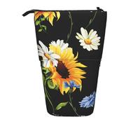 Astuccio in legno vintage con stampa bandiera del Maryland carino in piedi astuccio portamatite retrattile astuccio per cancelleria, Girasoli camomilla, Taglia unica, Portamonete