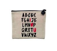 Astuccio in lino - Alphabet I Love You San Valentino Carino Amour - Astuccio per trucco in tela effetto lino, portamonete - 15 x 10 cm, lino, 15 x 10 cm, Astuccio per il trucco