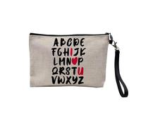 Astuccio in lino - Alphabet I Love You San Valentino Carino Amour - Astuccio per trucco in tela effetto lino, portamonete - 15 x 10 cm, lino, 23.5 x 15 cm, Astuccio per il trucco