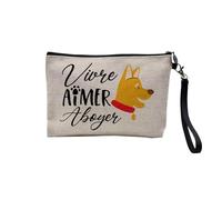 Astuccio in lino, collezione animali da compagnia scherzo cane gatto umorismo giochi di parola gattino cucciolo - astuccio per trucco in tela effetto lino - astuccio da toilette - portamonete, Vivere