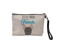 Astuccio in lino, collezione animali da compagnia scherzo cane gatto umorismo giochi di parola gattino cucciolo - astuccio per trucco in tela effetto lino - astuccio da toilette - portamonete, Cane