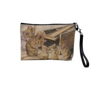 Astuccio in lino - Collezione Illustration Beatrice Potter - Pittura per bambini coniglio gattini topi animali - Astuccio per trucco in tela effetto lino - Astuccio da toilette - Portamonete, Famiglia