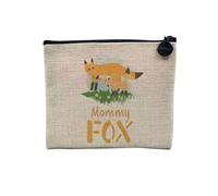 Astuccio in lino - Collezione Kid Illustration Animals Cute Humor Drawing Illustration Child Birthday - Astuccio trucco in tela effetto lino - Astuccio da toilette - Portamonete, Mamma Fox, 15 x 10