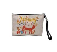 Astuccio in lino - Collezione Kid Illustration Animals Cute Humor Drawing Illustration Child Birthday - Astuccio trucco in tela effetto lino - Astuccio da toilette - Portamonete, Mamma Fox 2, 23.5 x