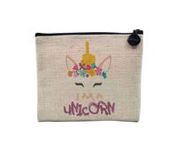 Astuccio in lino, collezione scherzo umorismo, gioco di parole Annivesaire, idea regalo simpatica goccia, astuccio per trucco in tela, effetto lino, astuccio da toeletta, portamonete, Unicorno., 15 x