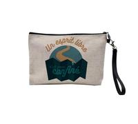 Astuccio in lino - Collezione Wanderlust Travel Backpacker Tour du Monde - Astuccio per trucco in tela effetto lino - Astuccio da toilette - Portamonete, Spirito Libero, 23.5 x 15 cm, Astuccio per il