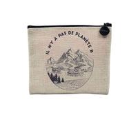 Astuccio in lino - Collezione Wanderlust Travel Backpacker Tour du Monde - Astuccio per trucco in tela effetto lino - Astuccio da toilette - Portamonete, Nessun pianeta B, 15 x 10 cm, Astuccio per il