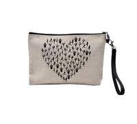 Astuccio in lino - Cuore Yoga Asanas Meditation Bien Essere - Astuccio per trucco in tela effetto lino, portamonete - 15 x 10 cm, lino, 23.5 x 15 cm, Astuccio per il trucco