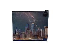 Astuccio in lino - Eclairs Colpent New York Stati Uniti Tempete Manhattan - Astuccio per trucco in tela effetto lino, portamonete - 15 x 10 cm, New York 10, 15 x 10 cm, Astuccio per il trucco