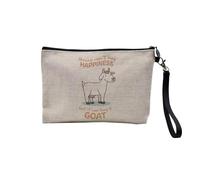 Astuccio in lino - Money Can't Buy Happiness English Collection Hobby Sport Music Car Passion - Astuccio per trucco in tela effetto lino, astuccio da toilette - Portamonete, Goat, 23.5 x 15 cm,