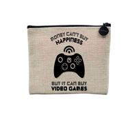 Astuccio in lino - Money Can't Buy Happiness English Collection Hobby Sport Music Car Passion - Astuccio per trucco in tela effetto lino, astuccio da toilette - Portamonete, Video Games, 15 x 10 cm,