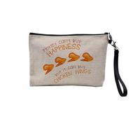 Astuccio in lino - Money Can't Buy Happiness English Collection Hobby Sport Music Car Passion - Astuccio per trucco in tela effetto lino, astuccio da toilette - Portamonete, Chicken Wings, 23.5 x 15