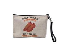 Astuccio in lino - Money Can't Buy Happiness English Collection Hobby Sport Music Car Passion - Astuccio per trucco in tela effetto lino, astuccio da toilette - Portamonete, Calcio Stivali, 23.5 x 15