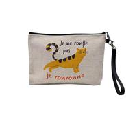 Astuccio in lino, motivo: Je ne Ronfle Pas, Le fusa Humour Gatto - Astuccio per trucco in tela, effetto lino, 23,5 x 15 cm, Io le fusa, 23.5 x 15 cm, Astuccio per il trucco
