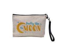Astuccio in lino - Pretty Like The Moon Space Cute Astronaut - Astuccio per trucco in tela effetto lino, portamonete - 15 x 10 cm, lino, 23.5 x 15 cm, Astuccio per il trucco