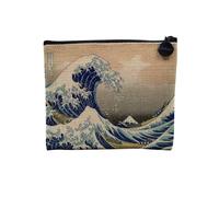 Astuccio in lino - Selection Plus Belles stampa giapponese Hokusai Illustrazione Giappone antico vintage 1800 - Astuccio per trucco in tela effetto lino, astuccio da toilette - Portamonete, Hoskuai